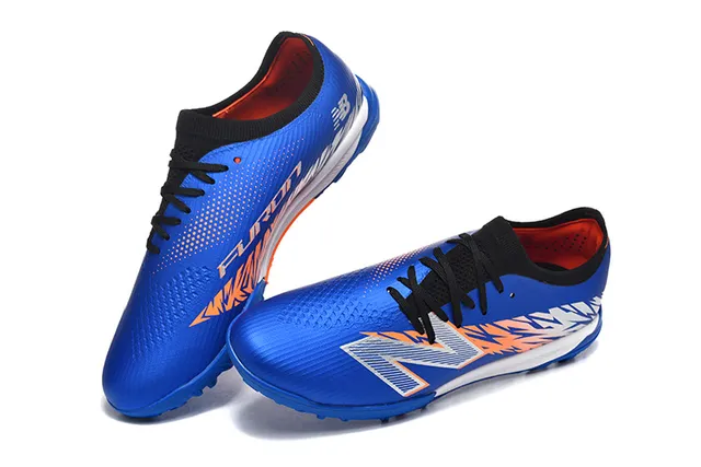 New Balance Furon أزرق برتقالي علوية اصطناعية منخفضة الكعب الكاحل أحذية كرة قدم للعشب الاصطناعي 2
