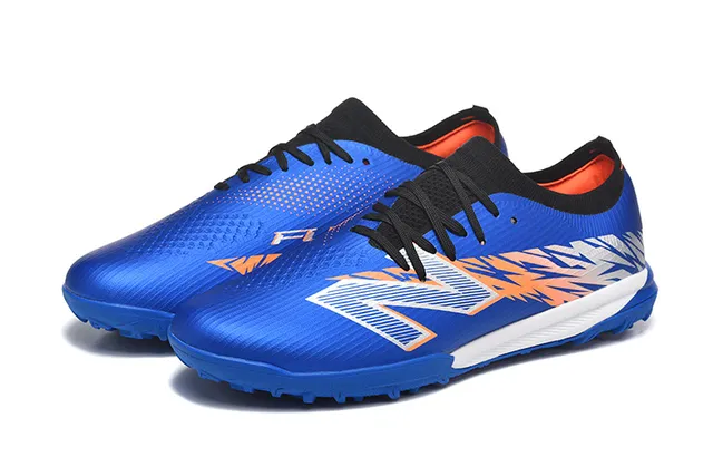 New Balance Furon أزرق برتقالي علوية اصطناعية منخفضة الكعب الكاحل أحذية كرة قدم للعشب الاصطناعي 8