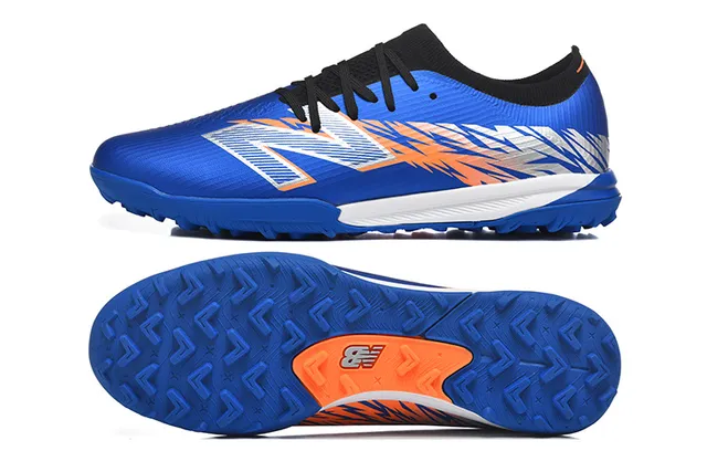 New Balance Furon أزرق برتقالي علوية اصطناعية منخفضة الكعب الكاحل أحذية كرة قدم للعشب الاصطناعي 9