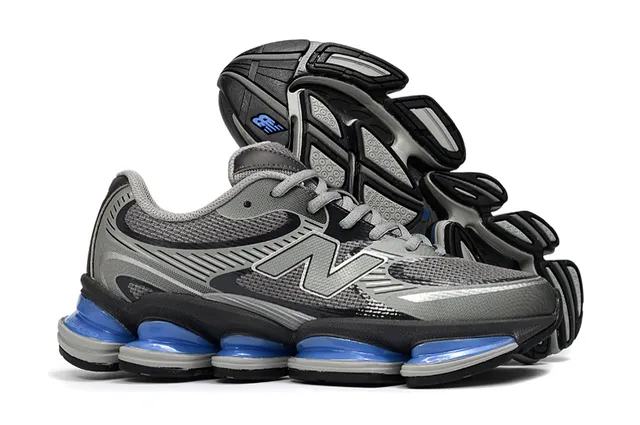 New Balance Gris Bleu Maille et Synthétique Supérieure Pod Segmenté Sémelle Médiane Chaussures Lifestyle 4