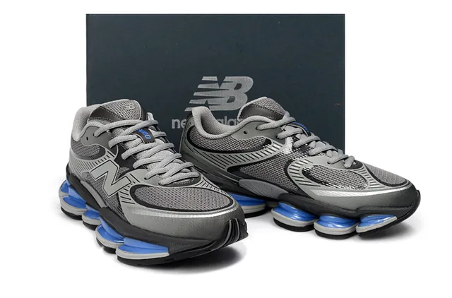 New Balance Gris Bleu Maille et Synthétique Supérieure Pod Segmenté Sémelle Médiane Chaussures Lifestyle 5