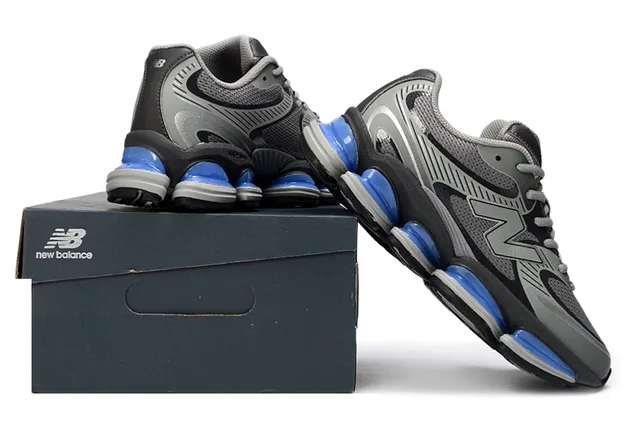 New Balance Gris Bleu Maille et Synthétique Supérieure Pod Segmenté Sémelle Médiane Chaussures Lifestyle 6