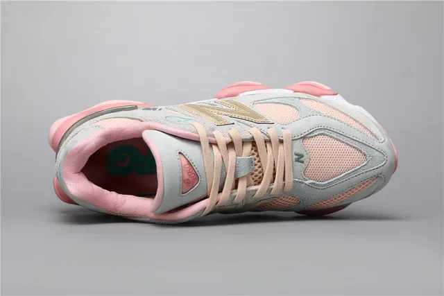 New Balance Gris Rose Silhouette Chunky Maille En Couches Et Daim Supérieur Chaussures Lifestyle 7