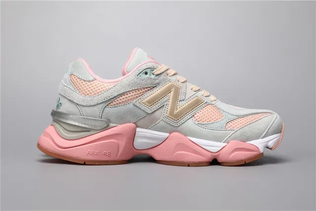 New Balance Gris Rose Silhouette Chunky Maille En Couches Et Daim Supérieur Chaussures Lifestyle 8