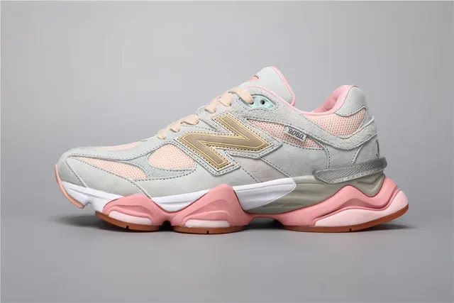New Balance Gris Rose Silhouette Chunky Maille En Couches Et Daim Supérieur Chaussures Lifestyle 9