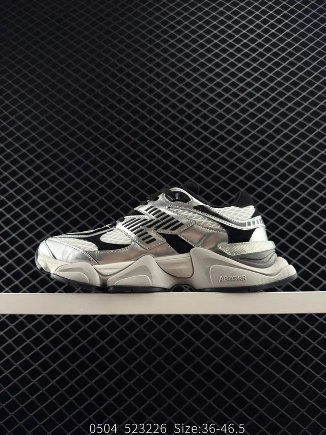 New Balance NB9060 Silver Black Chunky Sneakers 2