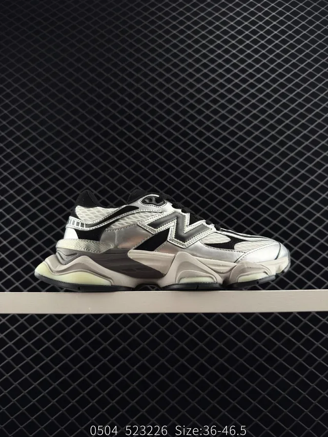 New Balance NB9060 Silver Black Chunky Sneakers 6
