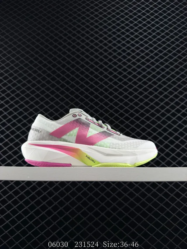 New Balance Rebel FUELCELL Blanc Rose Vert Lime Chaussures de course 5