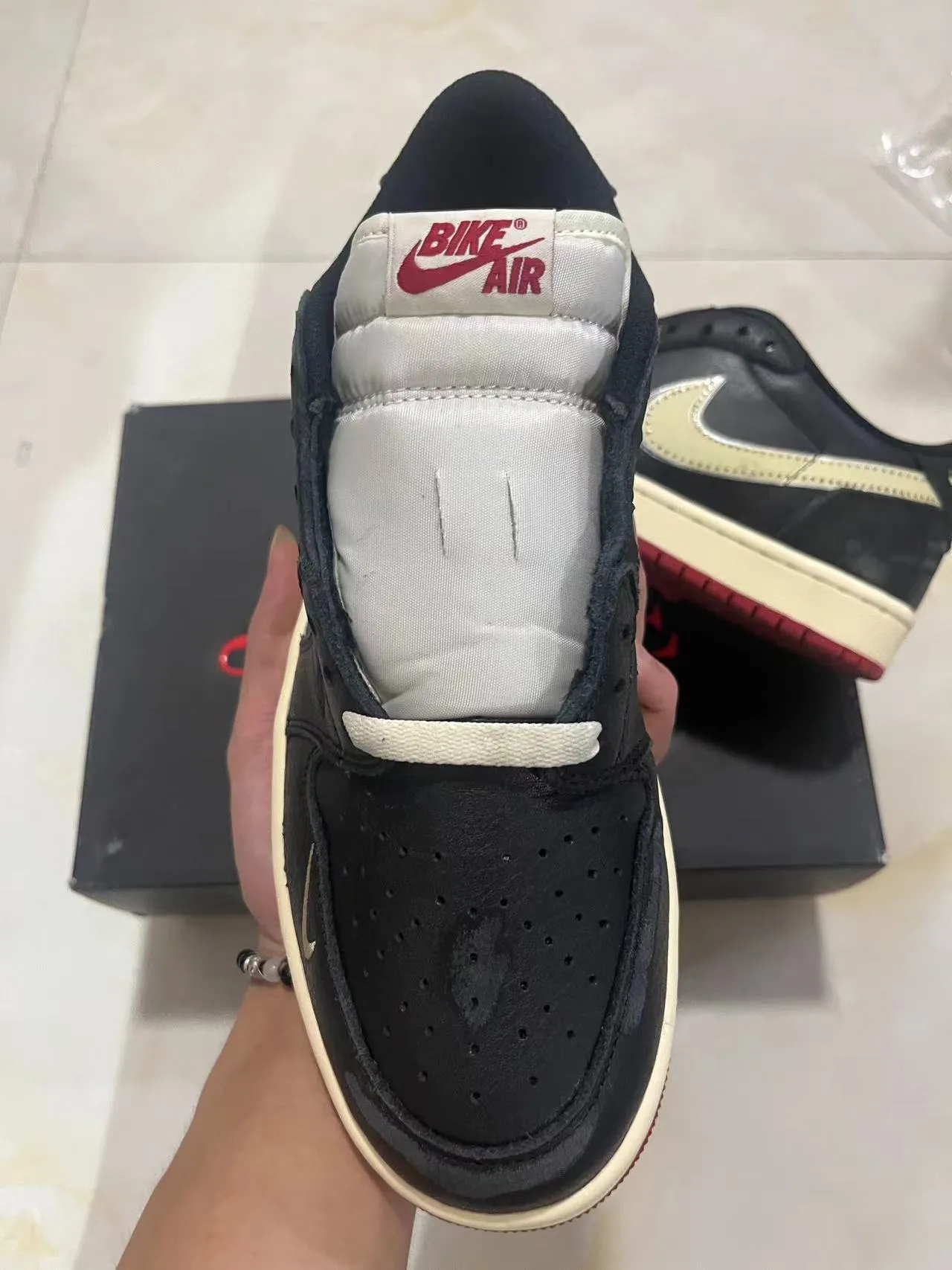 Nike Air Force 1 Black Cream Red Lifestyle Sneakers 3