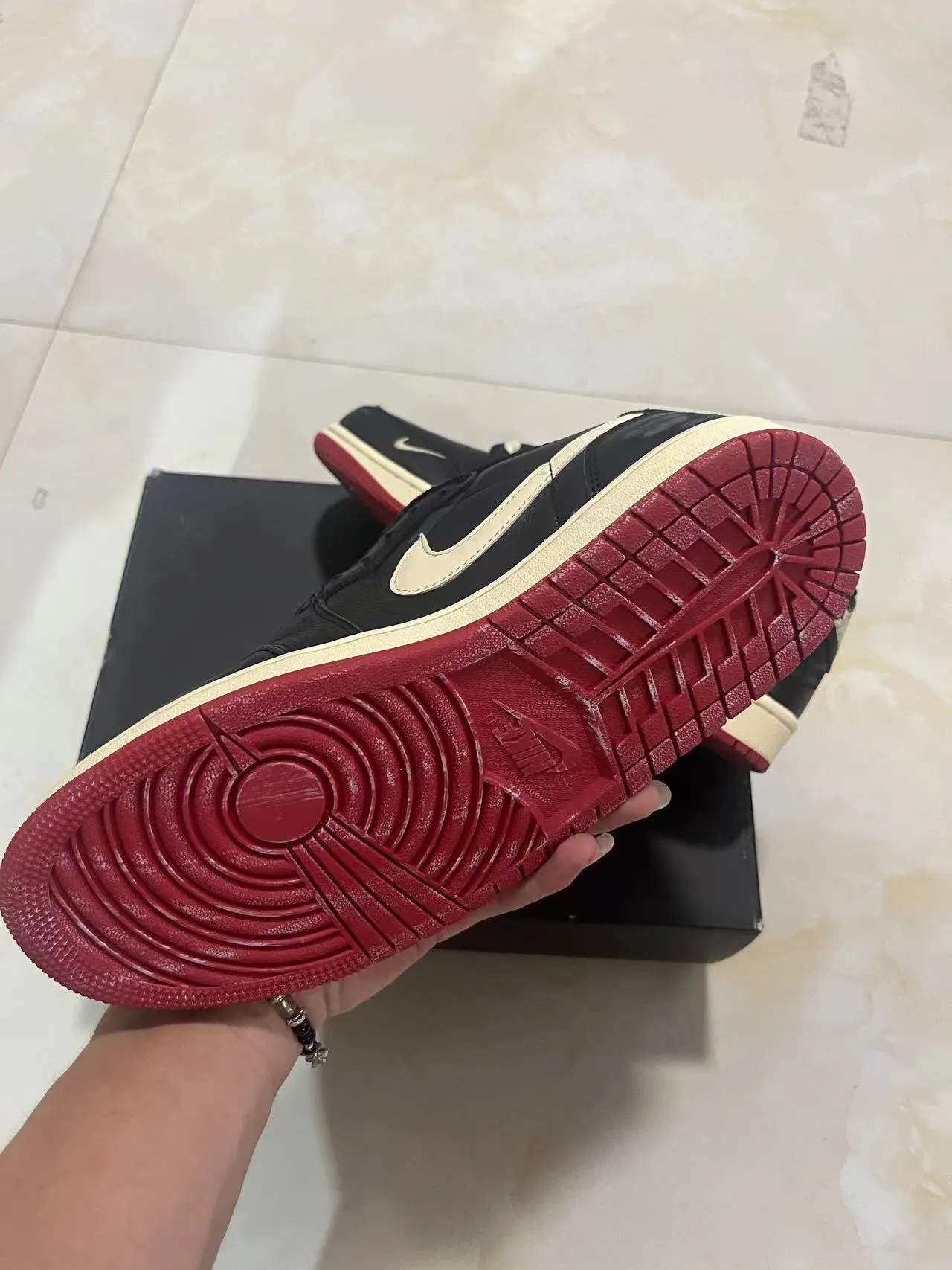 Nike Air Force 1 Black Cream Red Lifestyle Sneakers 6