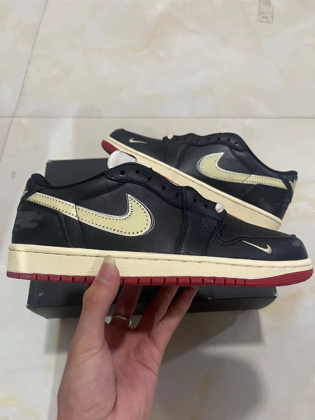 Nike Air Force 1 Black Cream Red Lifestyle Sneakers 7