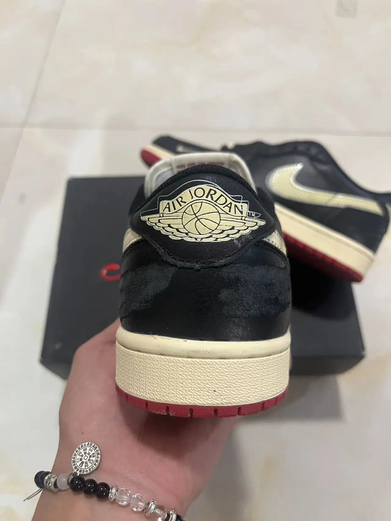 Nike Air Force 1 Black Cream Red Lifestyle Sneakers 8