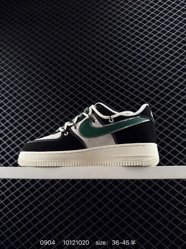Nike Air Force 1 Black Green Patchwork Upper Lifestyle Sneakers 5