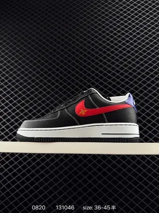 Nike Air Force 1 Low Black Red Bee Lifestyle Sneakers 2