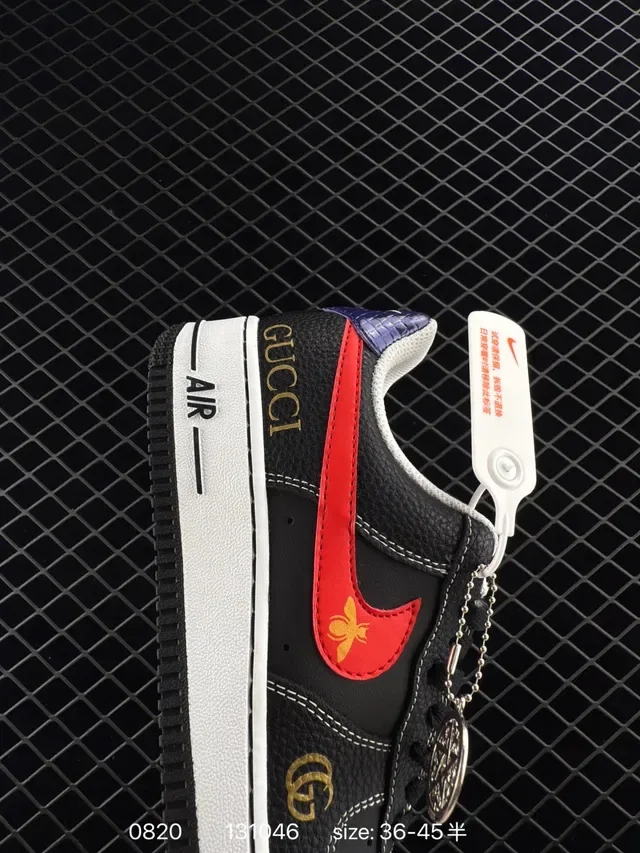 Nike Air Force 1 Low Black Red Bee Lifestyle Sneakers 5