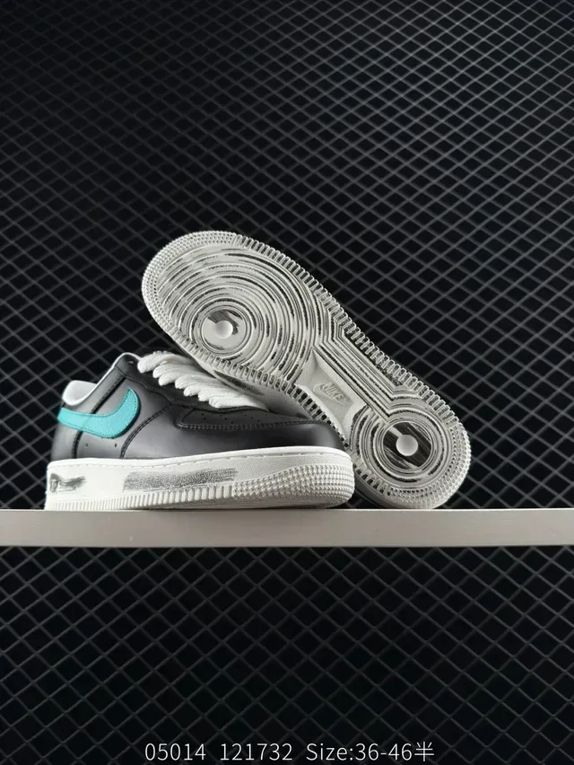 Nike Air Force 1 Low Black Teal Distressed Lifestyle Sneakers 2