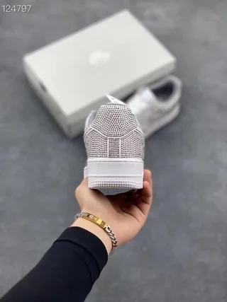 Nike Air Force 1 Perforated Gray White Lifestyle Sneakers 4
