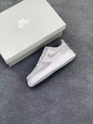 Nike Air Force 1 Perforated Gray White Lifestyle Sneakers 6