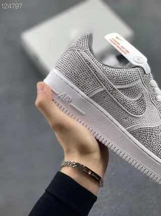 Nike Air Force 1 Perforated Gray White Lifestyle Sneakers 7