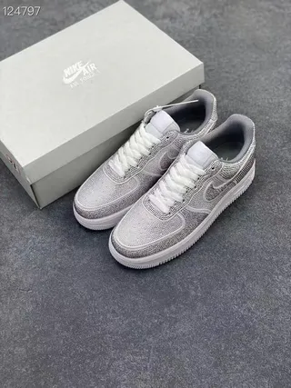 Nike Air Force 1 Perforated Gray White Lifestyle Sneakers 8