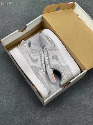 Nike Air Force 1 Perforated Gray White Lifestyle Sneakers 9