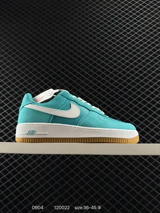Nike Air Force 1 Teal Suede White Swoosh Gum Sole Lifestyle Sneakers 2