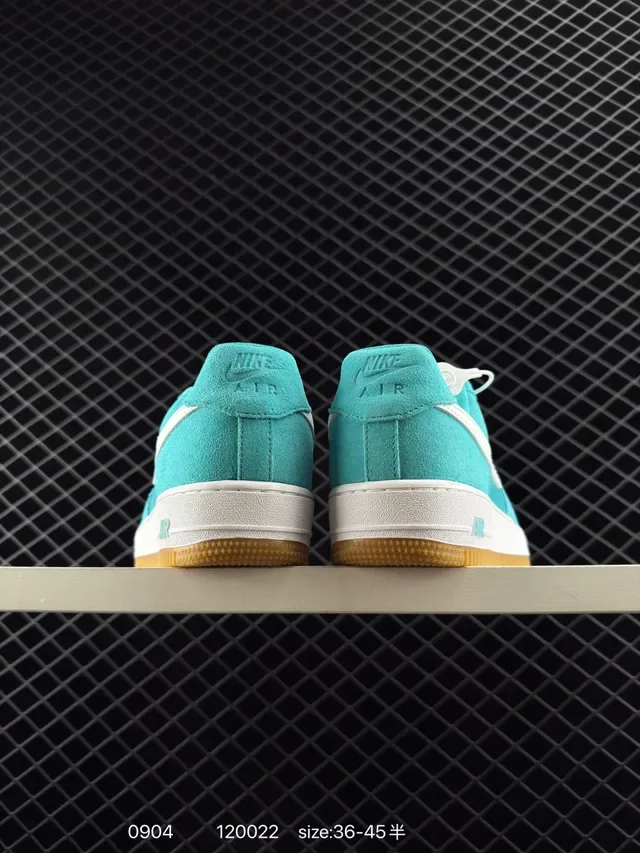 Nike Air Force 1 Teal Suede White Swoosh Gum Sole Lifestyle Sneakers 3