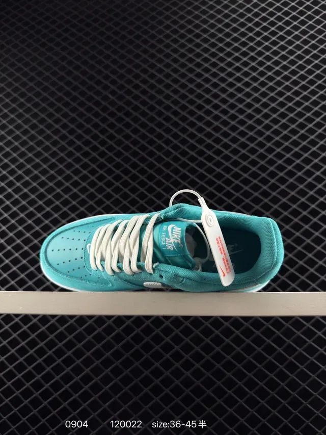 Nike Air Force 1 Teal Suede White Swoosh Gum Sole Lifestyle Sneakers 4