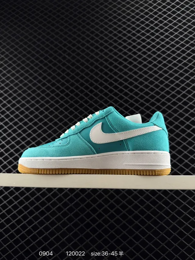 Nike Air Force 1 Teal Suede White Swoosh Gum Sole Lifestyle Sneakers 5