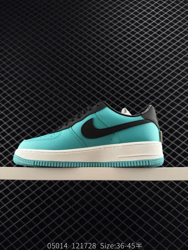 Nike Air Force 1 Turquoise and Black Lifestyle Sneakers 5