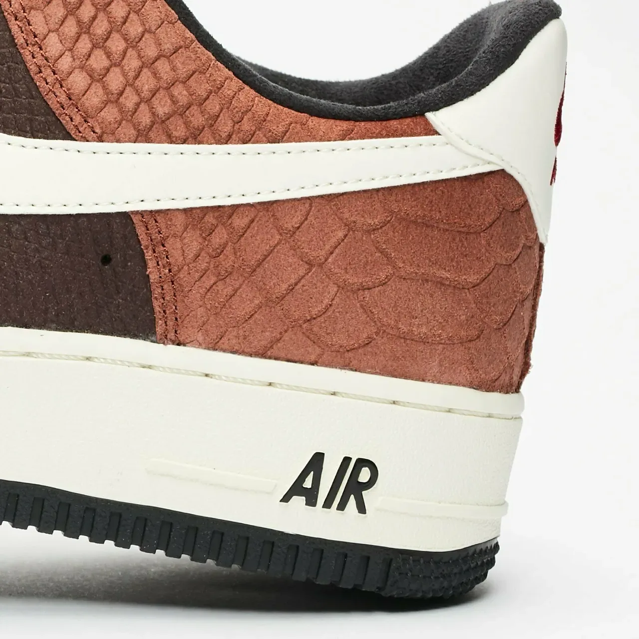 Nike Air Force 1 Two-Tone Brown Snake-Embossed Lifestyle Sneakers 3
