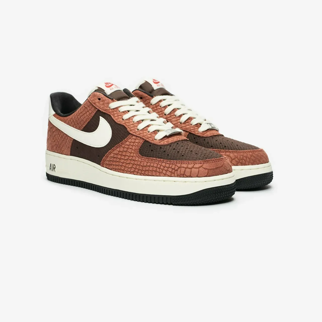 Nike Air Force 1 Two-Tone Brown Snake-Embossed Lifestyle Sneakers 4