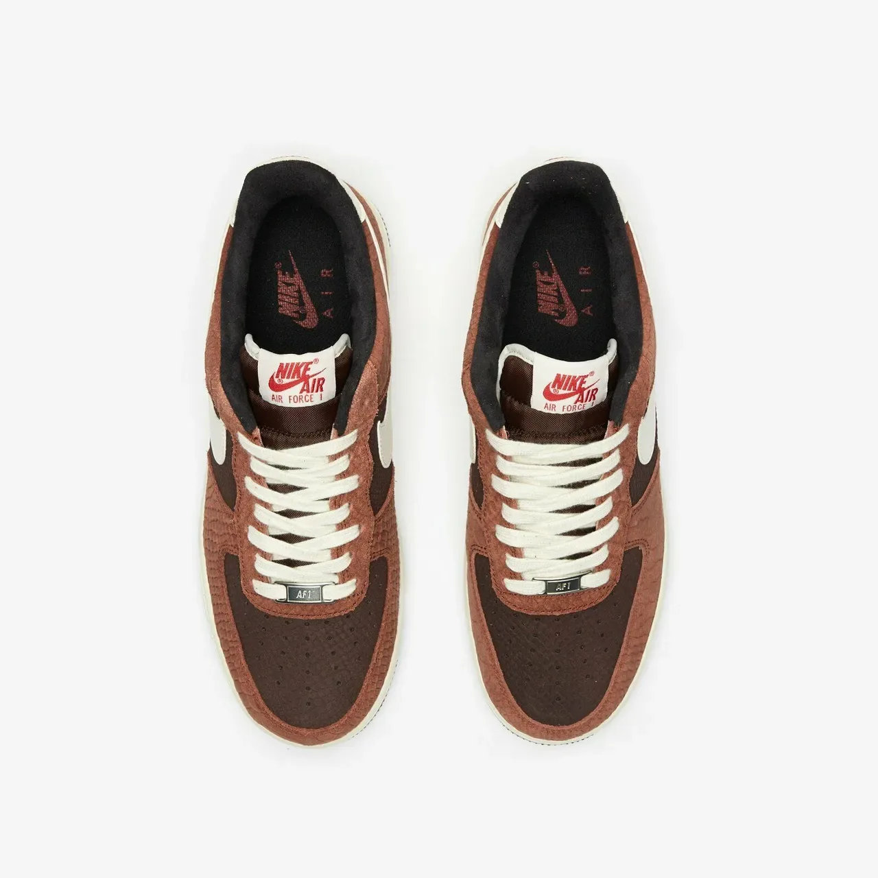 Nike Air Force 1 Two-Tone Brown Snake-Embossed Lifestyle Sneakers 7