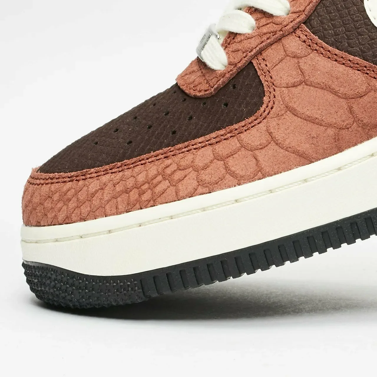 Nike Air Force 1 Two-Tone Brown Snake-Embossed Lifestyle Sneakers 8