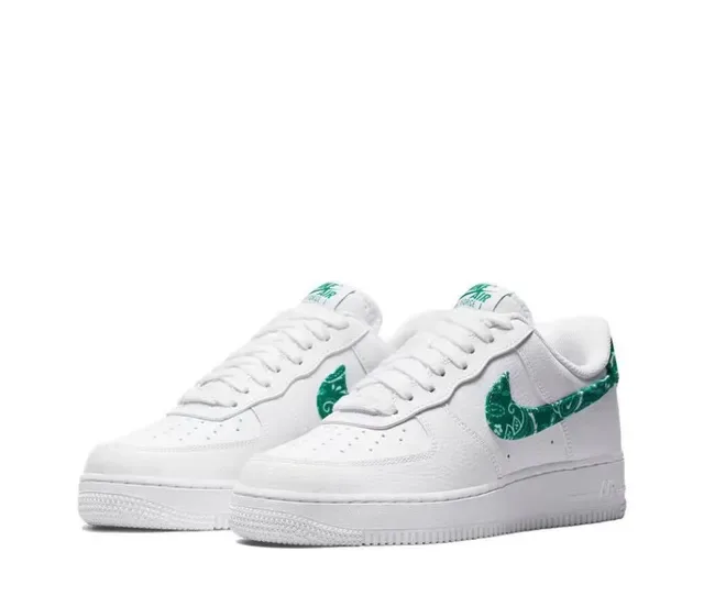 Nike Air Force 1 Branco e Verde Bandana Print Tênis Lifestyle 5