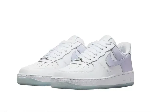 Nike Air Force 1 White Purple Low-Top Perforated Toe Lifestyle Sneakers 5