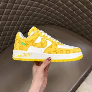 Nike Air Force 1 Yellow Monogram Print Lifestyle Sneakers