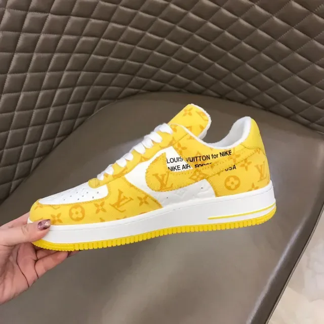 Nike Air Force 1 Yellow Monogram Print Lifestyle Sneakers 3