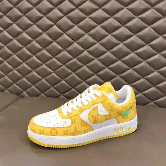 Nike Air Force 1 Yellow Monogram Print Lifestyle Sneakers 5