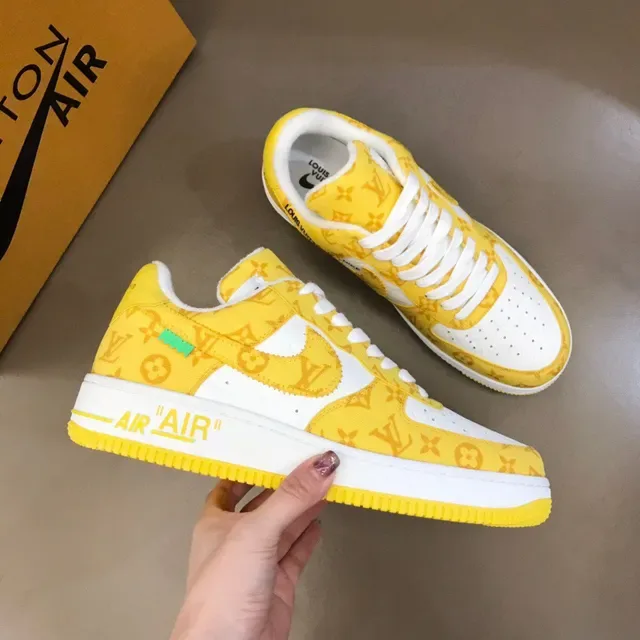 Nike Air Force 1 Yellow Monogram Print Lifestyle Sneakers 6