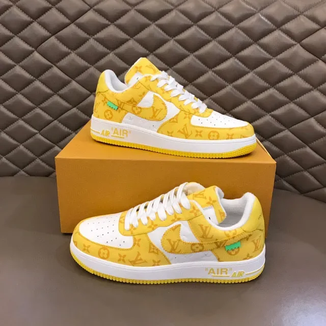 Nike Air Force 1 Yellow Monogram Print Lifestyle Sneakers 7