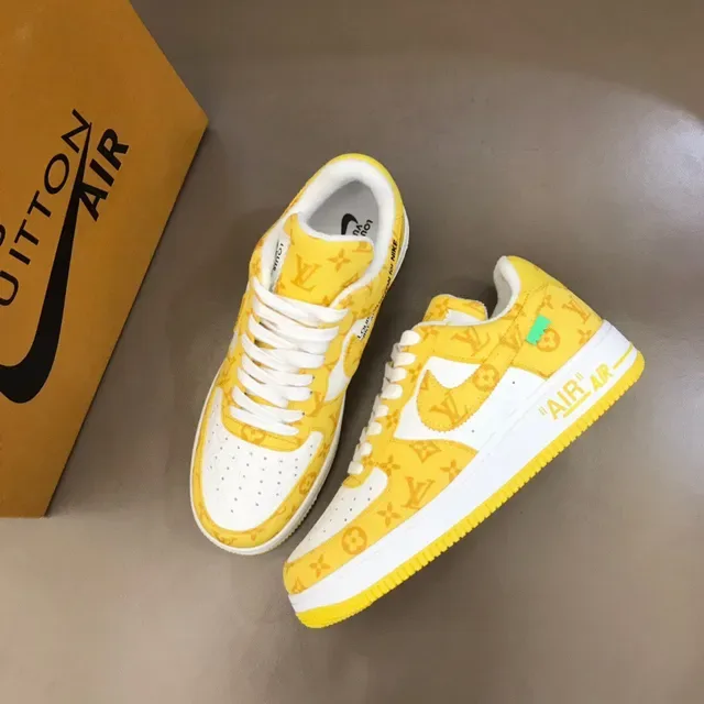 Nike Air Force 1 Yellow Monogram Print Lifestyle Sneakers 8