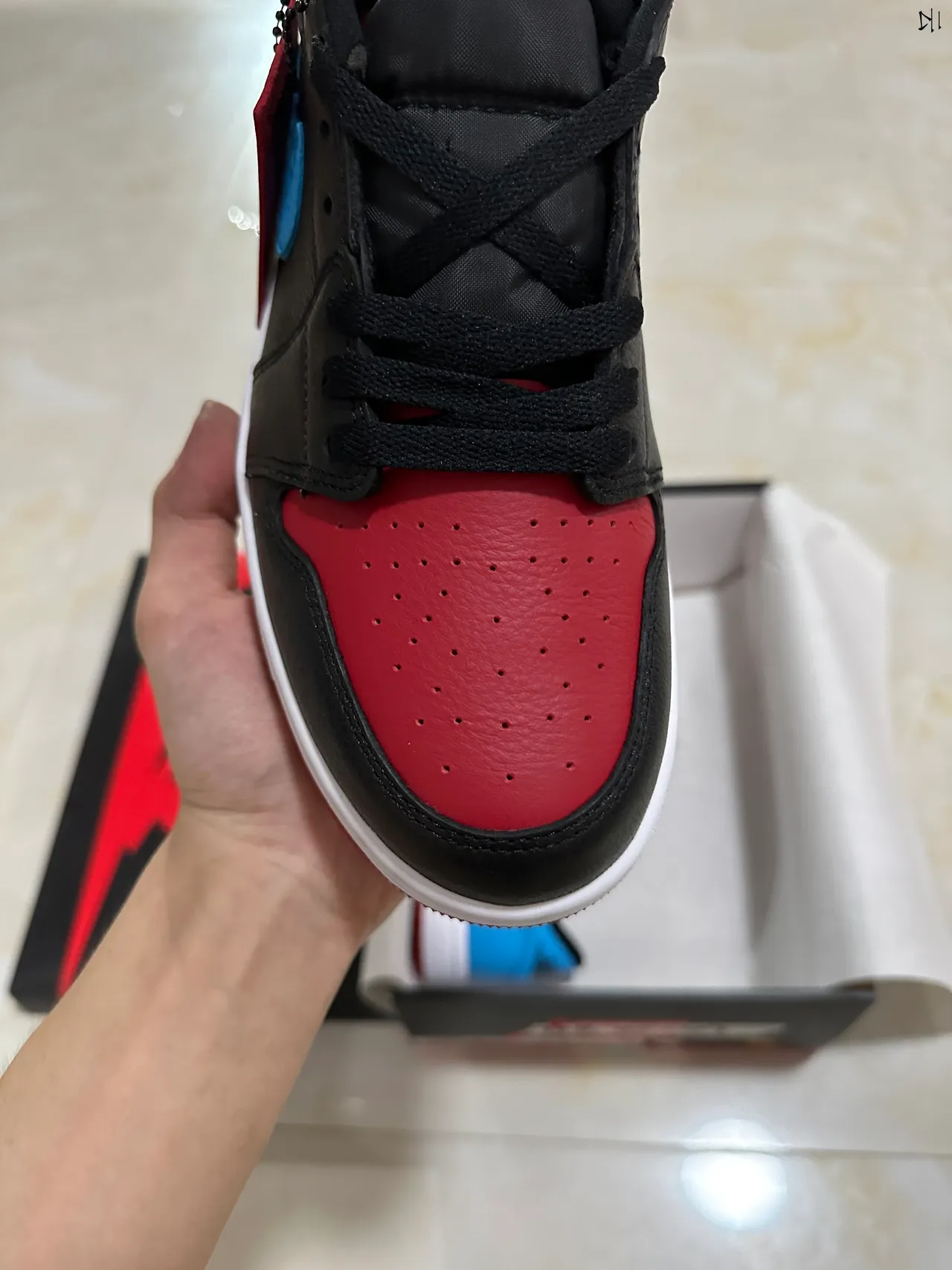 Nike Air Jordan 1 Black Blue Red Lifestyle Sneakers 3