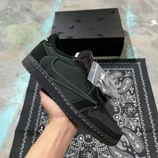 Nike Air Jordan 1 Black White Stitched Lifestyle Sneakers
