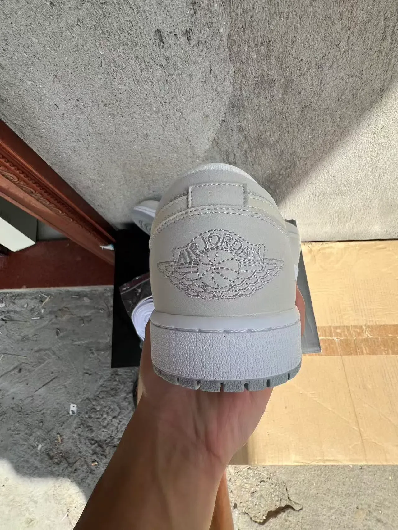 Nike Air Jordan 1 Gray White Low-Top Mesh-and-Leather Upper Lifestyle Sneakers 8