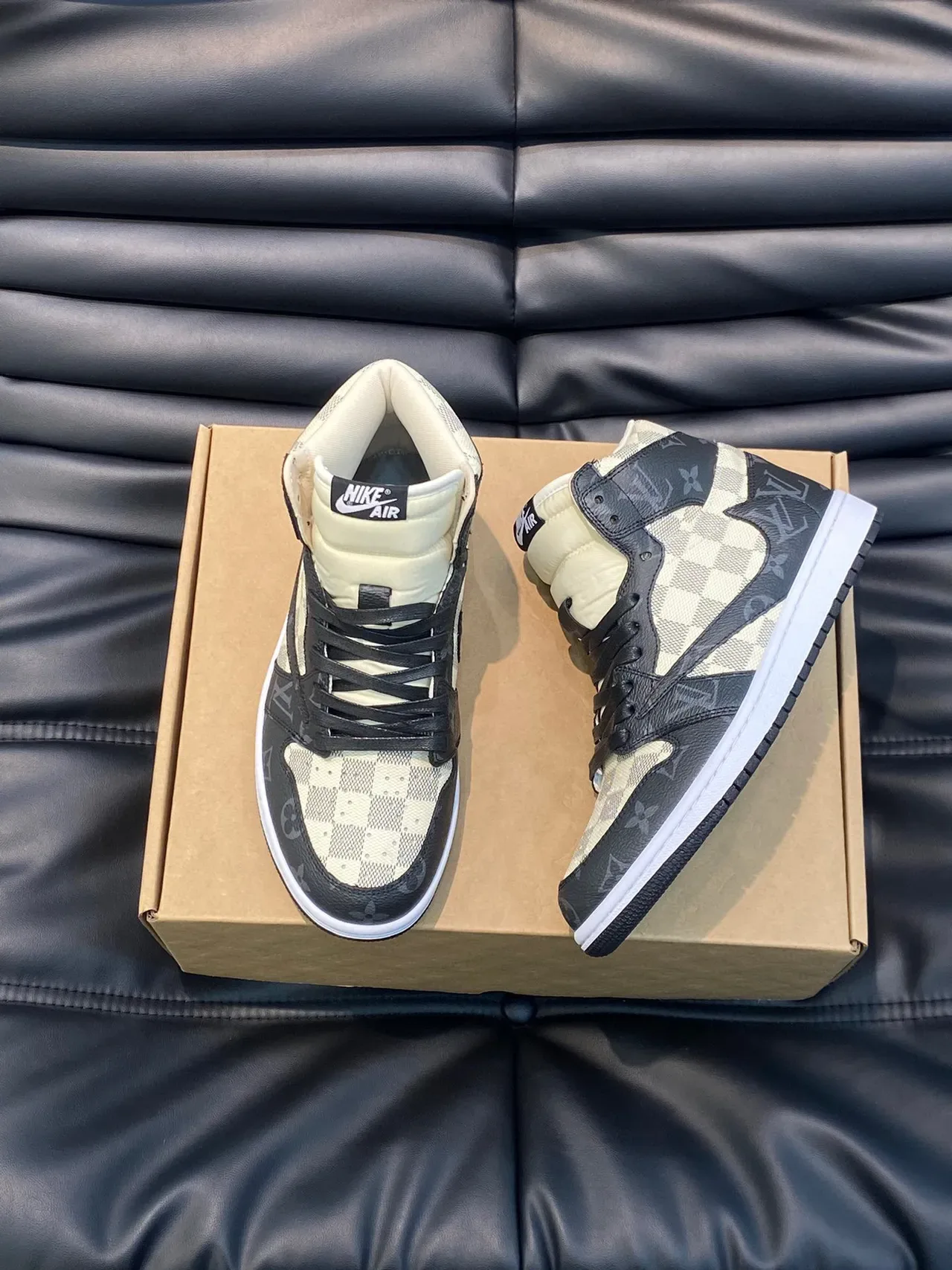 Nike Air Jordan 1 High Monogram Checkerboard Tênis de Basquete 9