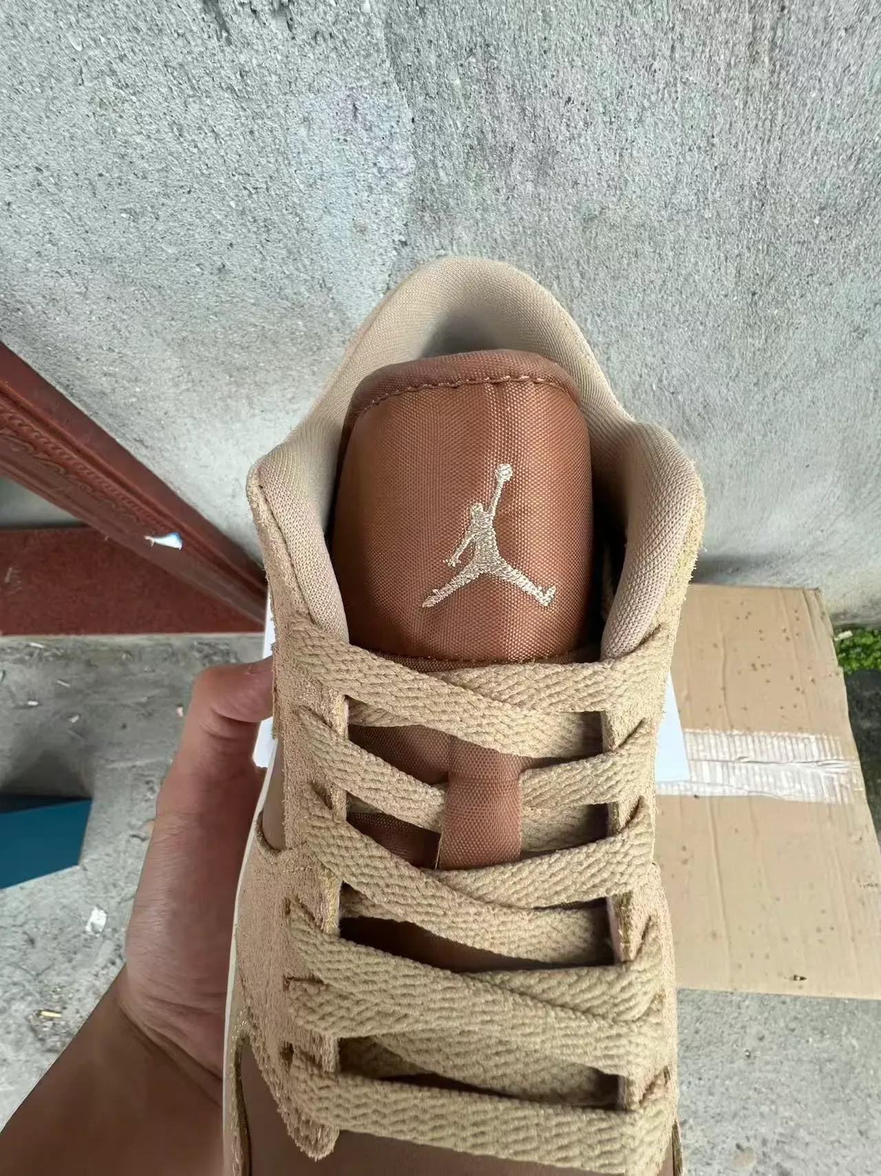 Nike Air Jordan 1 Low Beige Brown Suede Lifestyle Sneaker 4