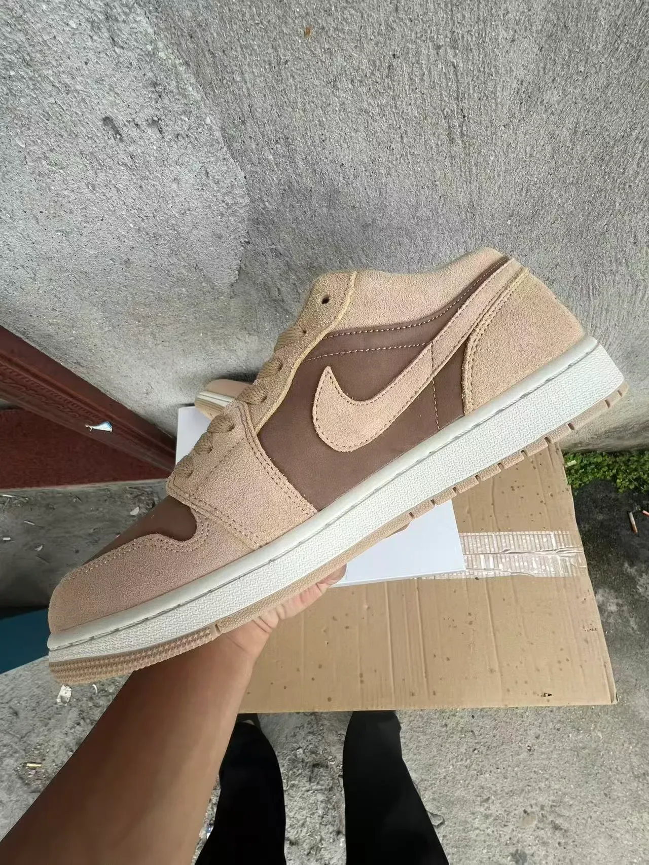 Nike Air Jordan 1 Low Beige Brown Suede Lifestyle Sneaker 5