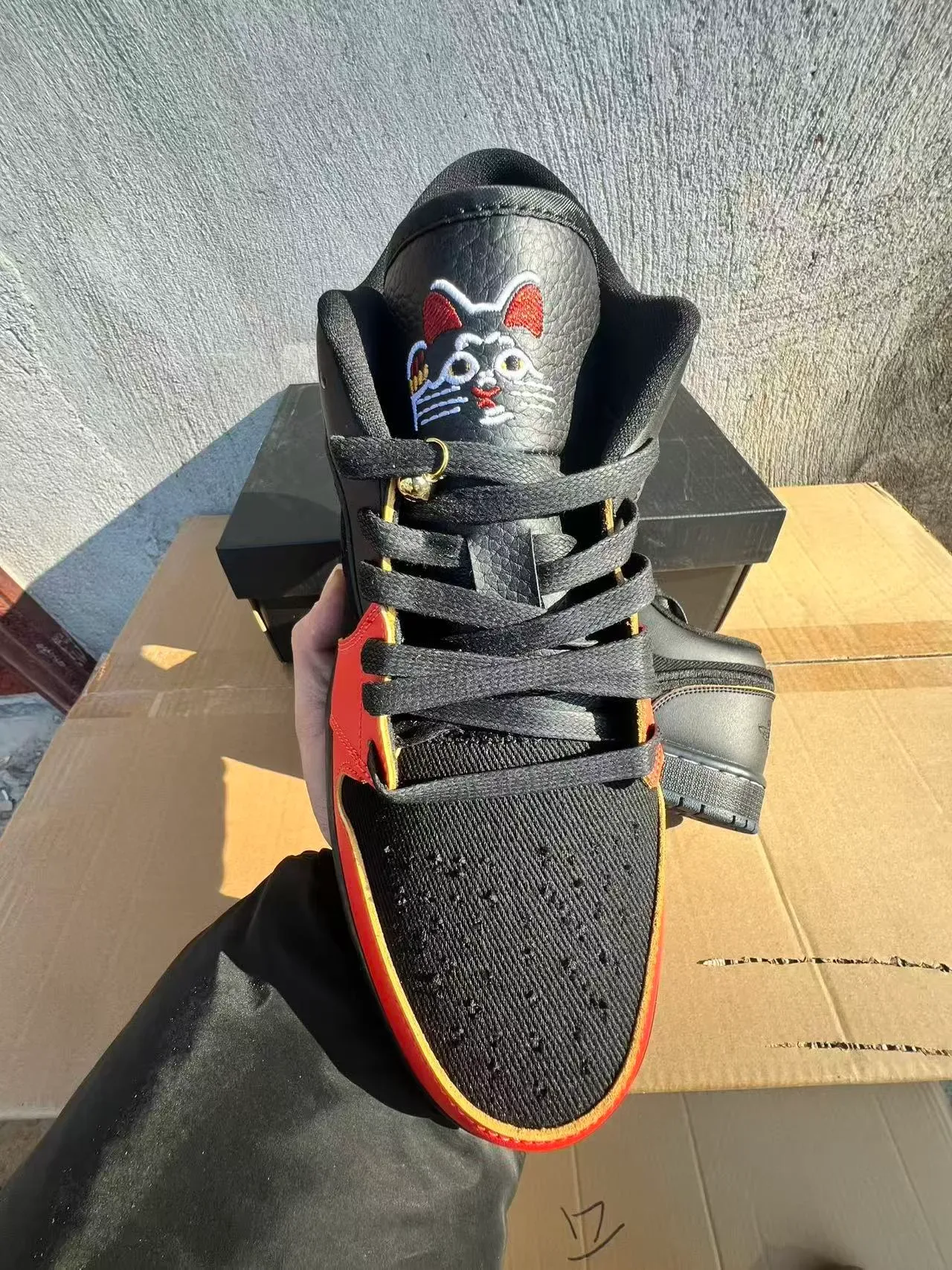 Nike Air Jordan 1 Low Black Red Gold Lifestyle Sneakers 3