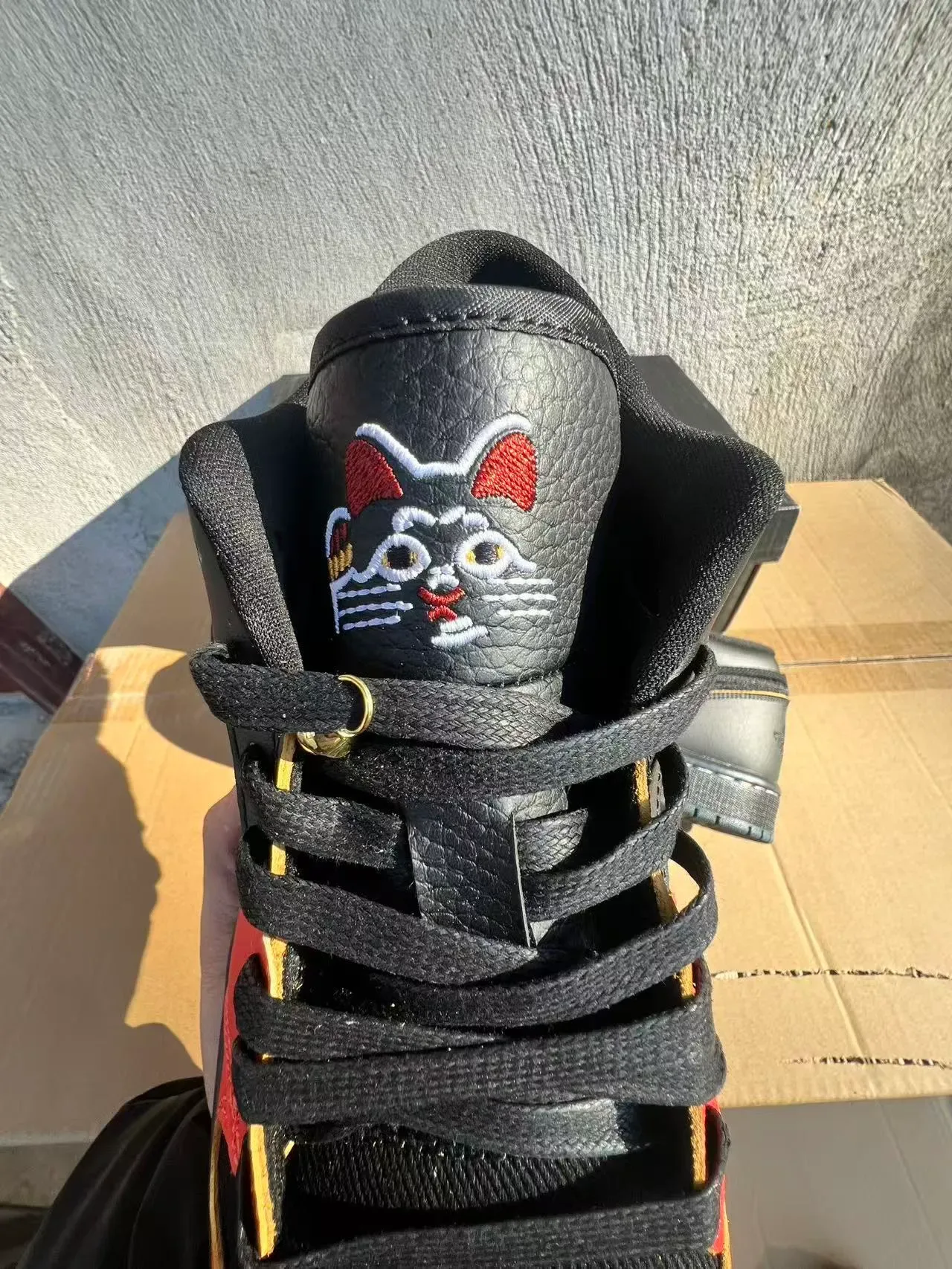 Nike Air Jordan 1 Low Black Red Gold Lifestyle Sneakers 4